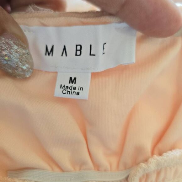 Mable Ivory over Peach Rose Tulle Maxi Dress, Halter Neck, Inset Waist with shou - Picture 11 of 11